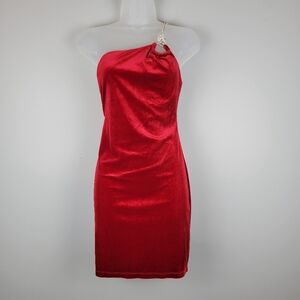 NWT Windsor Size L Red Velvet Dress With Rhinestone Strap